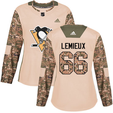 Personalized Women’s Pittsburgh Penguins #66 Mario Lemieux Camo Authentic 2017 Veterans Day Stitched NHL Jersey