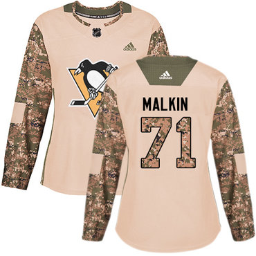 Personalized Women’s Pittsburgh Penguins #71 Evgeni Malkin Camo Authentic 2017 Veterans Day Stitched NHL Jersey