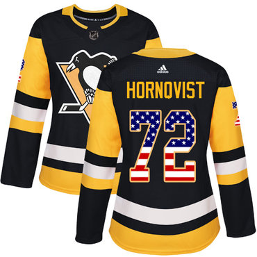Personalized Women’s Pittsburgh Penguins #72 Patric Hornqvist Black Home Authentic USA Flag Stitched NHL Jersey