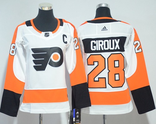 Personalized Women’s Philadelphia Flyers #28 Claude Giroux White Road Authentic Stitched NHL Jersey