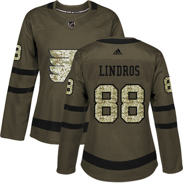 Personalized Women’s Philadelphia Flyers #88 Eric Lindros Green Salute to Service Stitched NHL Jersey
