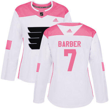 Personalized Women’s Philadelphia Flyers #7 Bill Barber White Pink Authentic Fashion Stitched NHL Jersey