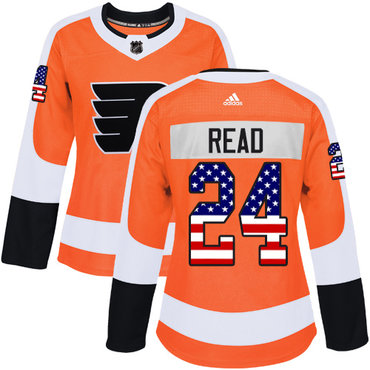 Personalized Women’s Philadelphia Flyers #24 Matt Read Orange Home Authentic USA Flag Stitched NHL Jersey