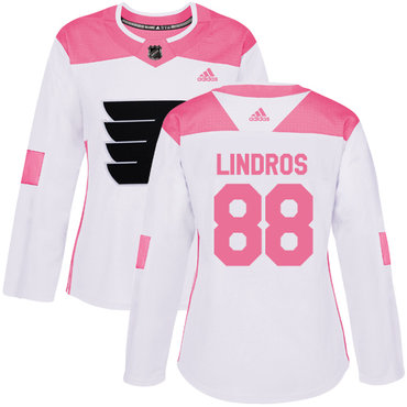 Personalized Women’s Philadelphia Flyers #88 Eric Lindros White Pink Authentic Fashion Stitched NHL Jersey