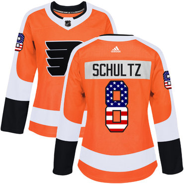 Personalized Women’s Philadelphia Flyers #8 Dave Schultz Orange Home Authentic USA Flag Stitched NHL Jersey