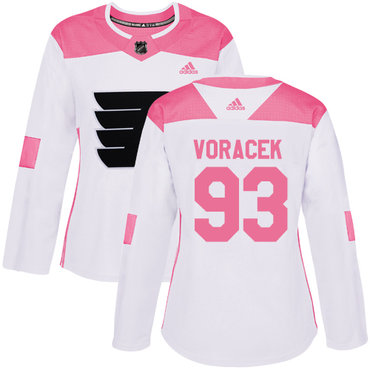 Personalized Women’s Philadelphia Flyers #93 Jakub Voracek White Pink Authentic Fashion Stitched NHL Jersey