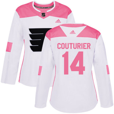 Personalized Women’s Philadelphia Flyers #14 Sean Couturier White Pink Authentic Fashion Stitched NHL Jersey