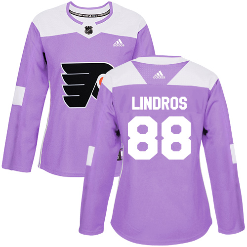 Personalized Women’s Philadelphia Flyers #88 Eric Lindros Purple Authentic Fights Cancer Stitched NHL Jersey