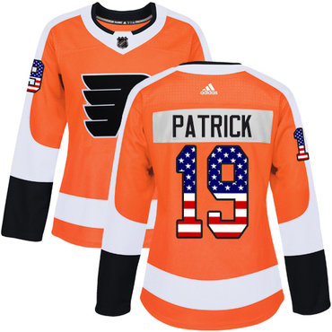 Personalized Women’s Philadelphia Flyers #19 Nolan Patrick Orange Home Authentic USA Flag Stitched NHL Jersey