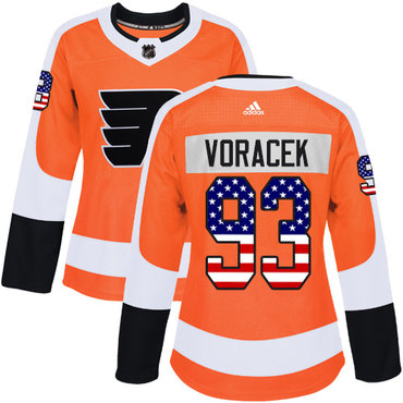 Personalized Women’s Philadelphia Flyers #93 Jakub Voracek Orange Home Authentic USA Flag Stitched NHL Jersey