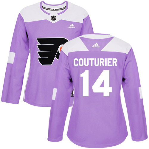 Personalized Women’s Philadelphia Flyers #14 Sean Couturier Purple Authentic Fights Cancer Stitched NHL Jersey