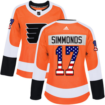 Personalized Women’s Philadelphia Flyers #17 Wayne Simmonds Orange Home Authentic USA Flag Stitched NHL Jersey