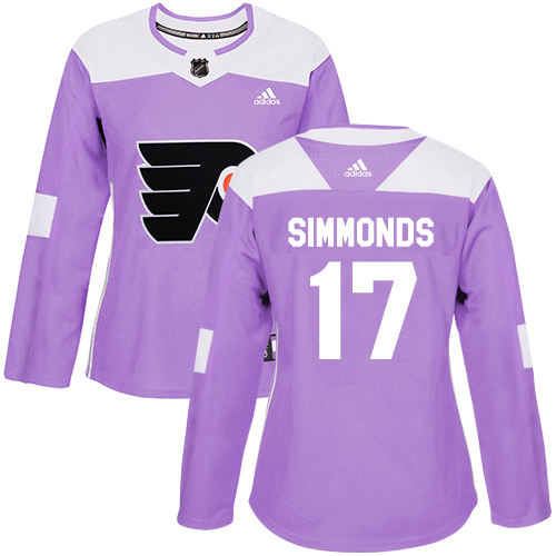 Personalized Women’s Philadelphia Flyers #17 Wayne Simmonds Purple Authentic Fights Cancer Stitched NHL Jersey