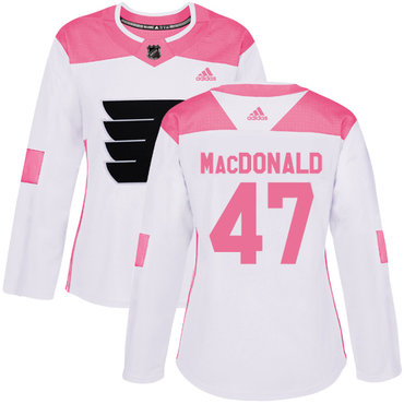 Personalized Women’s Philadelphia Flyers #47 Andrew MacDonald White Pink Authentic Fashion Stitched NHL Jersey