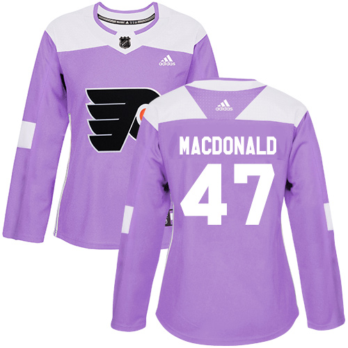 Personalized Women’s Philadelphia Flyers #47 Andrew MacDonald Purple Authentic Fights Cancer Stitched NHL Jersey