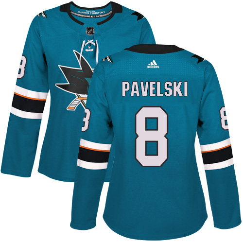 Personalized Women’s San Jose Sharks #8 Joe Pavelski Teal Home Authentic Stitched NHL Jersey