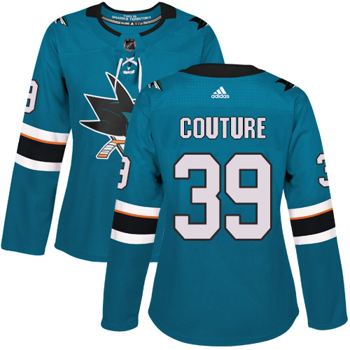 Personalized Women’s San Jose Sharks #39 Logan Couture Teal Home Authentic Stitched NHL Jersey