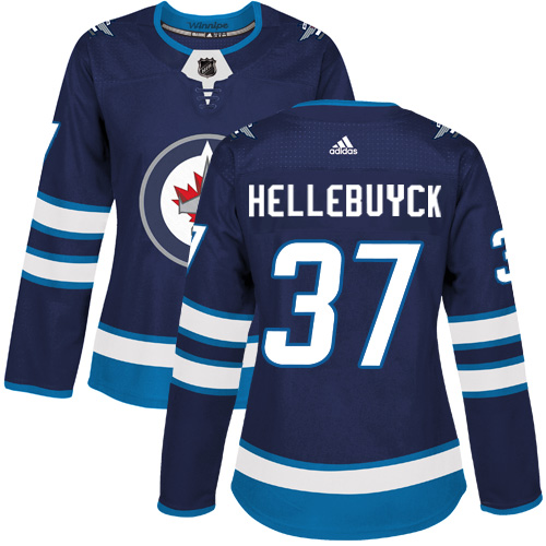 Personalized Women’s Winnipeg Jets #37 Connor Hellebuyck Navy Blue Home Authentic Stitched NHL Jersey