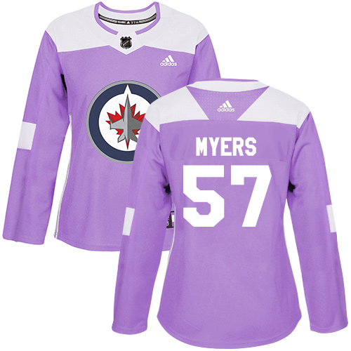 Personalized Women’s Winnipeg Jets #57 Tyler Myers Purple Authentic Fights Cancer Stitched NHL Jersey