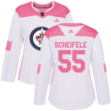 Personalized Women’s Winnipeg Jets #55 Mark Scheifele White Pink Authentic Fashion Stitched NHL Jersey