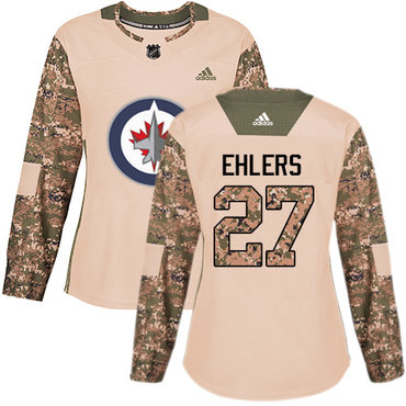 Personalized Women’s Winnipeg Jets #27 Nikolaj Ehlers Camo Authentic 2017 Veterans Day Stitched NHL Jersey