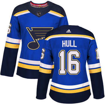 Personalized Women’s St. Louis Blues #16 Brett Hull Blue Home Authentic Stitched NHL Jersey