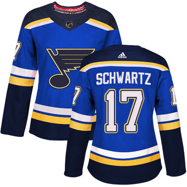 Personalized Women’s St. Louis Blues #17 Jaden Schwartz Blue Home Authentic Stitched NHL Jersey