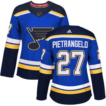 Personalized Women’s St. Louis Blues #27 Alex Pietrangelo Blue Home Authentic Stitched NHL Jersey