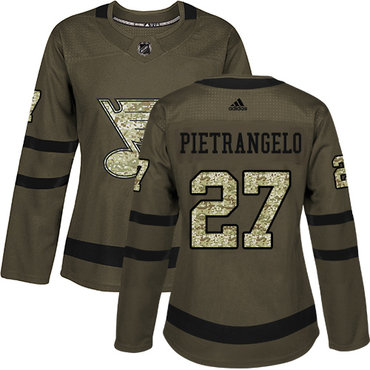 Personalized Women’s St. Louis Blues #27 Alex Pietrangelo Green Salute to Service Stitched NHL Jersey