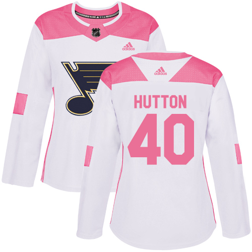 Personalized Women’s St. Louis Blues #40 Carter Hutton White Pink Authentic Fashion Stitched NHL Jersey