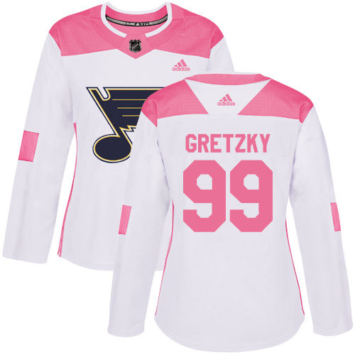 Personalized Women’s St. Louis Blues #99 Wayne Gretzky White Pink Authentic Fashion Stitched NHL Jersey