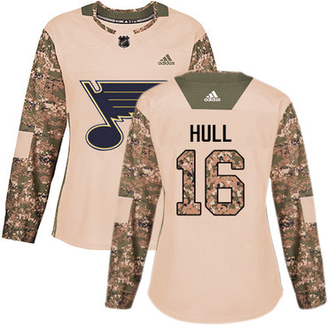 Personalized Women’s St. Louis Blues #16 Brett Hull Camo Authentic 2017 Veterans Day Stitched NHL Jersey