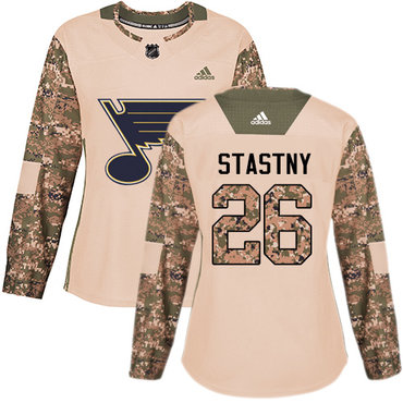 Personalized Women’s St. Louis Blues #26 Paul Stastny Camo Authentic 2017 Veterans Day Stitched NHL Jersey