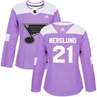 Personalized Women’s St. Louis Blues #21 Patrik Berglund Purple Authentic Fights Cancer Stitched NHL Jersey