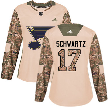 Personalized Women’s St. Louis Blues #17 Jaden Schwartz Camo Authentic 2017 Veterans Day Stitched NHL Jersey