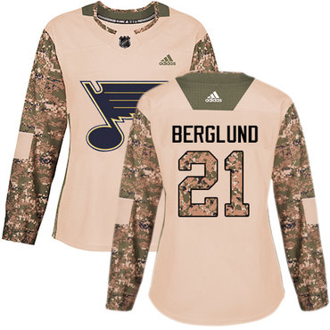 Personalized Women’s St. Louis Blues #21 Patrik Berglund Camo Authentic 2017 Veterans Day Stitched NHL Jersey