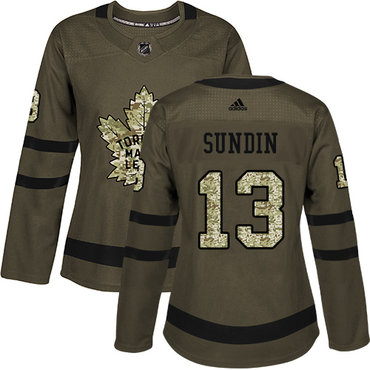 Personalized Women’s Toronto Maple Leafs #13 Mats Sundin Green Salute to Service Stitched NHL Jersey