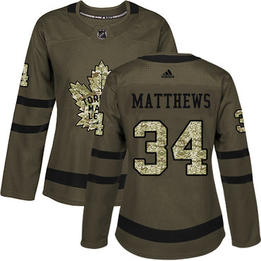 Personalized Women’s Toronto Maple Leafs #34 Auston Matthews Green Salute to Service Stitched NHL Jersey