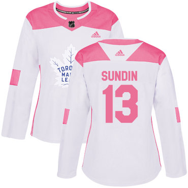 Personalized Women’s Toronto Maple Leafs #13 Mats Sundin White Pink Authentic Fashion Stitched NHL Jersey