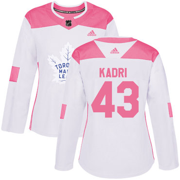 Personalized Women’s Toronto Maple Leafs #43 Nazem Kadri White Pink Authentic Fashion Stitched NHL Jersey