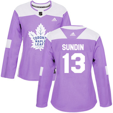 Personalized Women’s Toronto Maple Leafs #13 Mats Sundin Purple Authentic Fights Cancer Stitched NHL Jersey