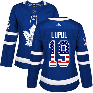 Personalized Women’s Toronto Maple Leafs #19 Joffrey Lupul Blue Home Authentic USA Flag Stitched NHL Jersey