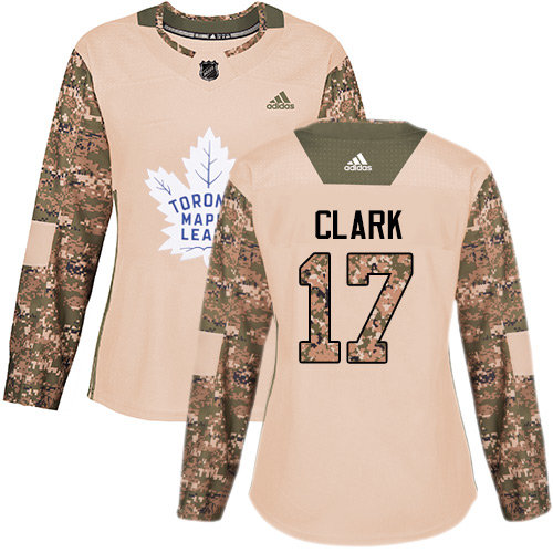 Personalized Women’s Toronto Maple Leafs #17 Wendel Clark Camo Authentic 2017 Veterans Day Stitched NHL Jersey