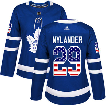 Personalized Women’s Toronto Maple Leafs #29 William Nylander Blue Home Authentic USA Flag Stitched NHL Jersey