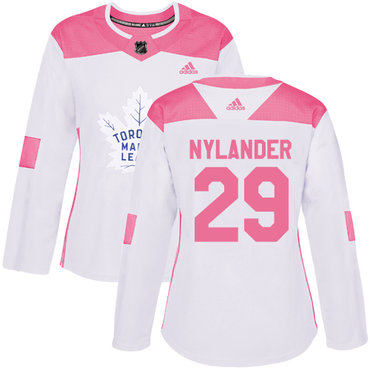 Personalized Women’s Toronto Maple Leafs #29 William Nylander White Pink Authentic Fashion Stitched NHL Jersey
