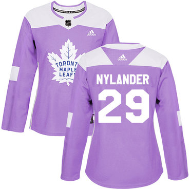 Personalized Women’s Toronto Maple Leafs #29 William Nylander Purple Authentic Fights Cancer Stitched NHL Jersey