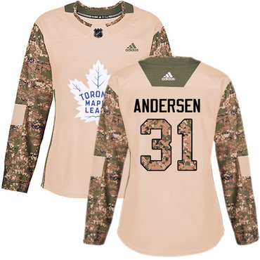 Personalized Women’s Toronto Maple Leafs #31 Frederik Andersen Camo Authentic 2017 Veterans Day Stitched NHL Jersey