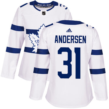 Personalized Women’s Toronto Maple Leafs #31 Frederik Andersen White Authentic 2018 Stadium Series Stitched NHL Jersey