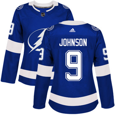 Personalized Women’s Tampa Bay Lightning #9 Tyler Johnson Blue Home Authentic Stitched NHL Jersey