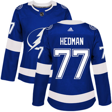 Personalized Women’s Tampa Bay Lightning #77 Victor Hedman Blue Home Authentic Stitched NHL Jersey